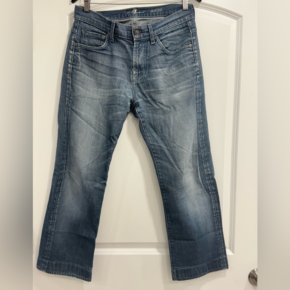 7 For All Mankind Faded Blue Bootcut Jeans
